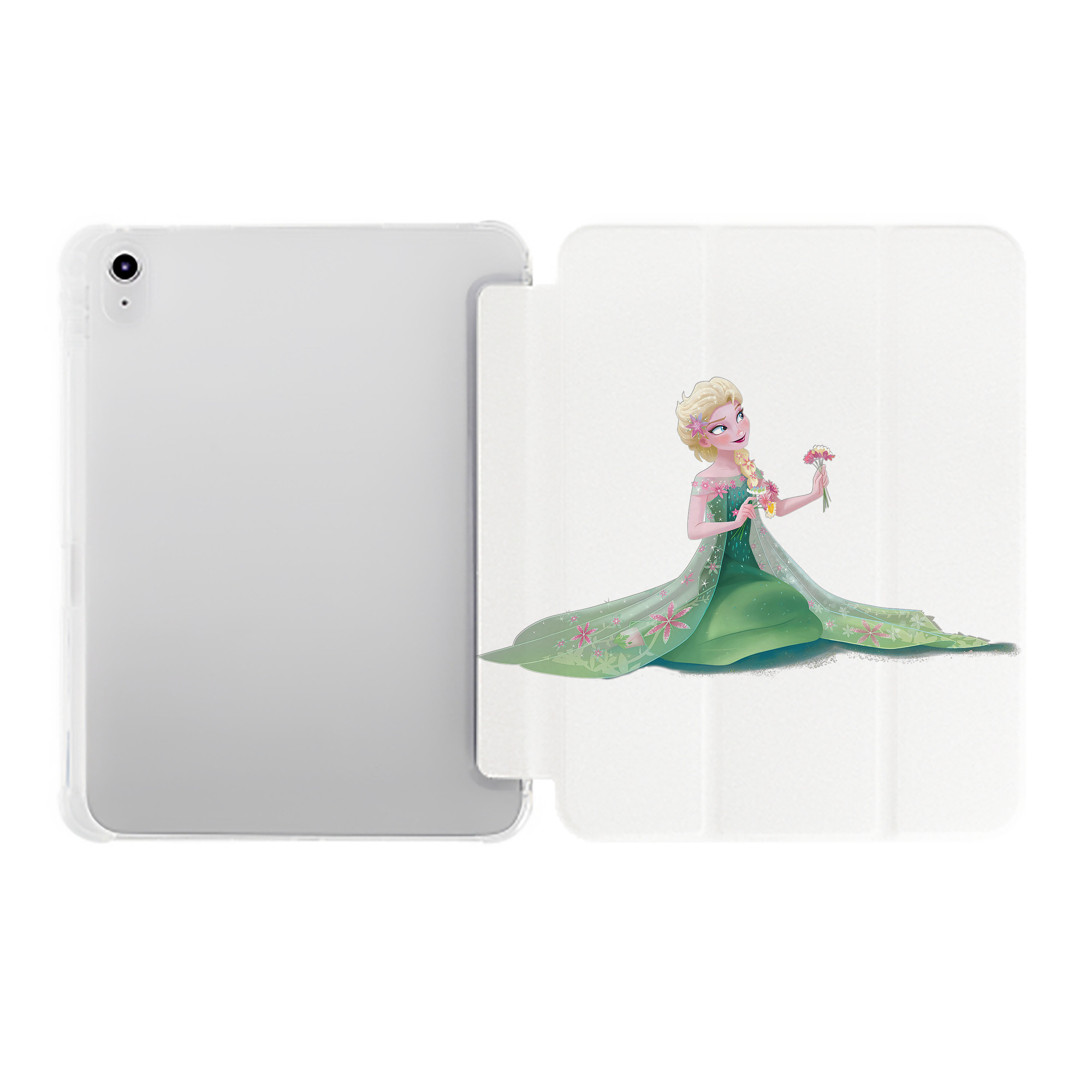 （画像用） アナと雪の女王 アンナ エルサ Frozen Anna Elsa IPad ケース ペン収納付き 三つ折りスタンド PUレザー×シリコン 対応機種9.5/10.5/10.9インチ